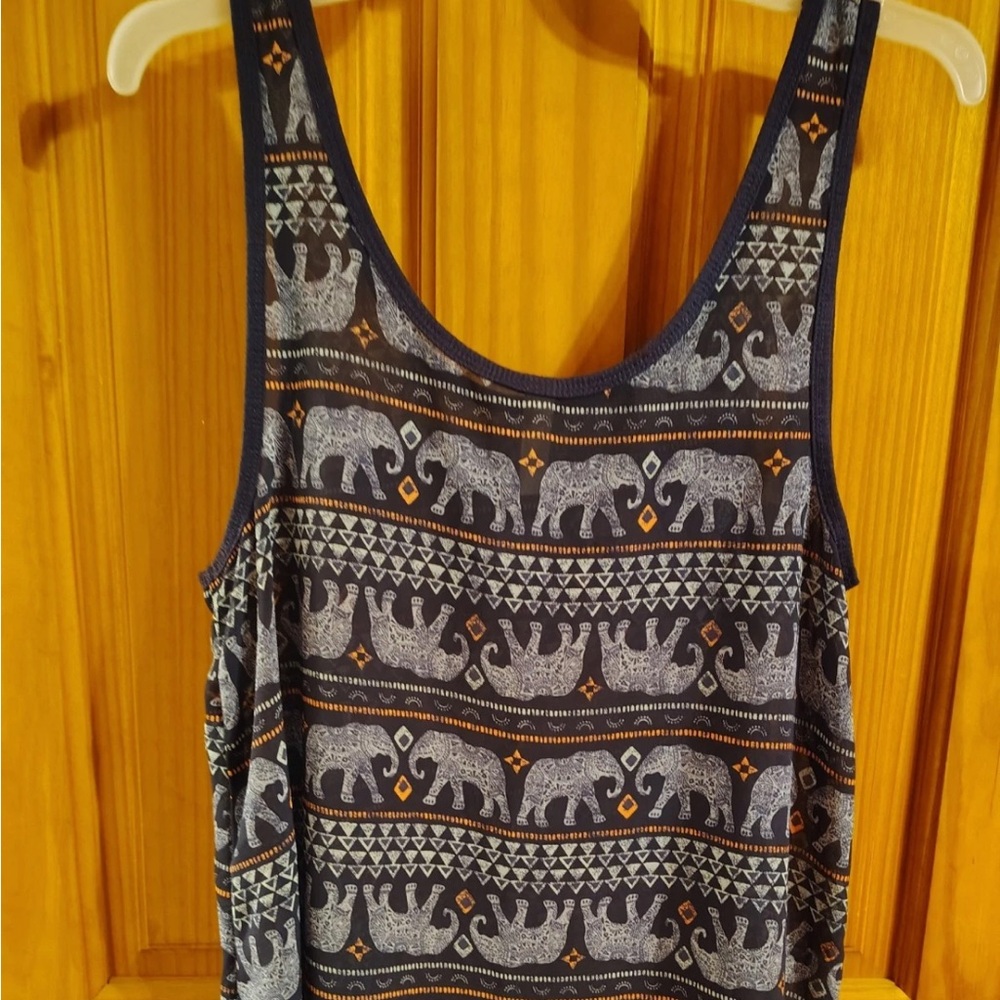Mudd Black and Brown Sleeveless Tank Top with Tribal Print